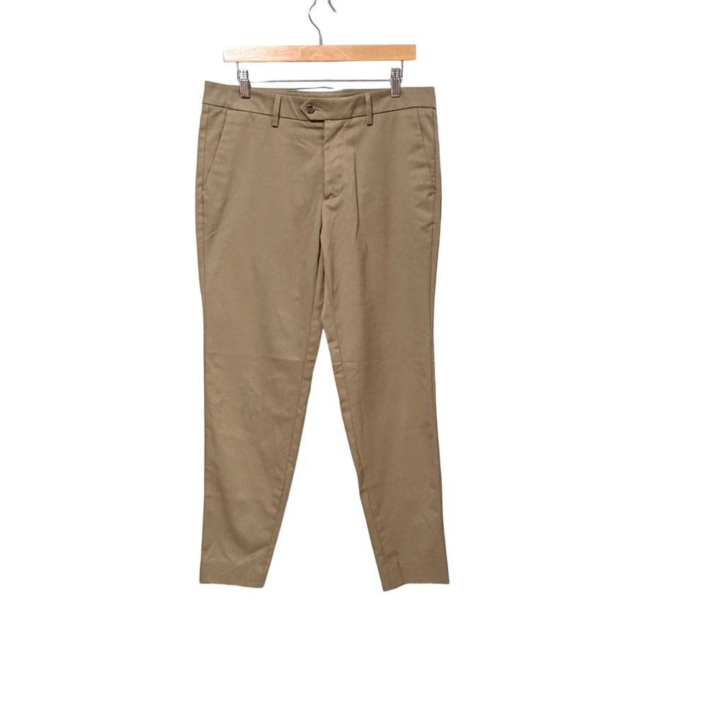 Mizzen + Main Mens Performance Chino Pants Khaki Tan Size 32 Made in USA Stretch